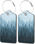 Luggage Tags for Suitcase,2 Pack Misty Forest Landscape Luggage Tag with Privacy Flap,Name ID Label and Metal Loop for Women Men Teens Travel