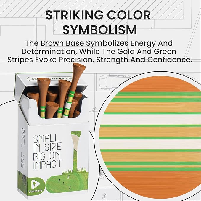 Premium Bamboo Wood Golf Tees Unique Box Design 18-Pack Per Box Value 18/72/180 Pack, Wooden Tees in 2 3/4" 3 1/4" Durable for Golfers, USA Flag Design Pro Tee Choice