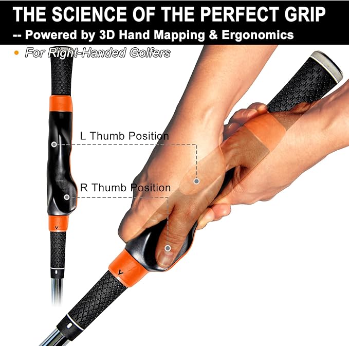 Golf Grip Trainer, Grip Trainer for Golf Clubs - Right Hand Golf Training Aid with Ergonomic Design, Corrects Golf Grip Posture and Improves Swing Accuracy