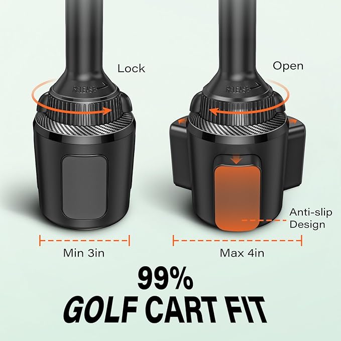 A2C Golf Cart Fan Rechargeable, Cup Holder Base Battery Operated Cooling Fan, 3 Speeds Powerful Airflow Compatible with EZGO, Club Car, Yamaha, 360° Rotatable Golf Cart Accessories