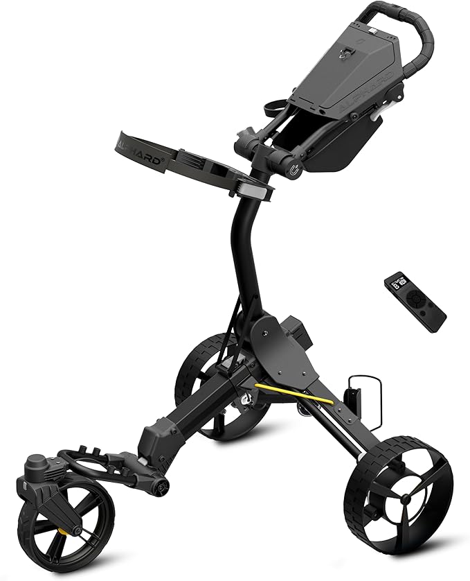 Alphard Electric Golf Cart with Remote - Cybercart Electric Golf Caddy, Motorized Golf Caddy w Accessories - Cup Holder, Umbrella Holder, Anti-tip Wheels, Phone Holder, Magnetic pad - Compact Folding