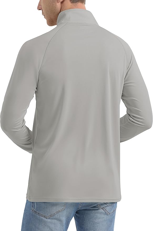 MAGCOMSEN Men's Long Sleeve Sun Shirts UPF 50+ Tees 1/4 Zip Up Fishing Running Rash Guard T-Shirts Outdoor Shirt