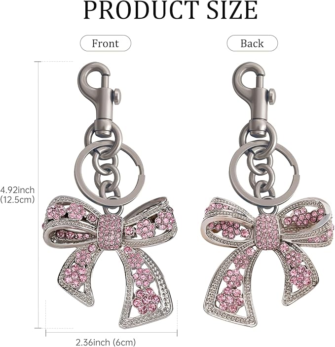 Sparkly Bow Bag Charm Rhinestone Bow Purse Charms Bows Keychain Women Bag Charm for Handbag