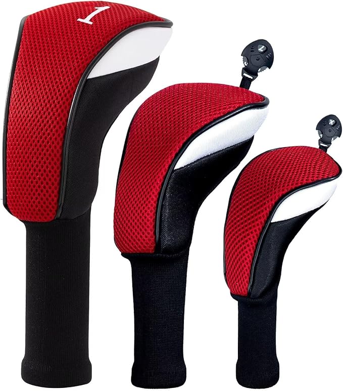 Golf Club Head Cover for Driver Fairway Hybrid 3 Pcs Woods Headcovers, Golf Accessories Head Covers Set with Interchangeable No. Tags 3 4 5 7 X Golf Accessories for Men Women