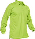MAGCOMSEN Men's Polo Shirts 3 Button Quick Dry Performance Long Sleeve Tactical Shirts Pique Jersey Golf Shirt