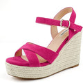 JOY IN LOVE Womens Espadrilles Wedge Sandals Platform Heels Ankle Strap Open Toe Buckle Sandals