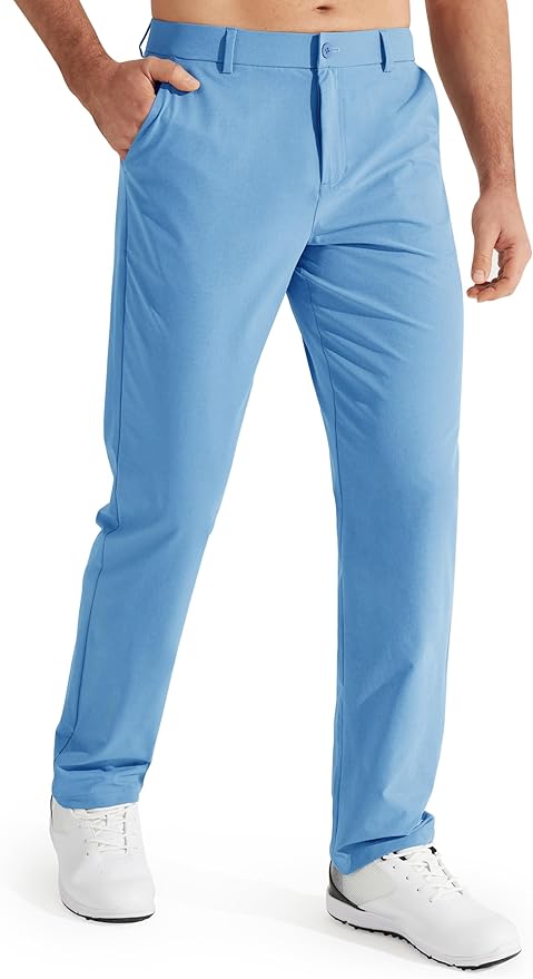 Libin Mens Golf Pants Stretch Work Dress Pants 30"/32"/34" Quick Dry Lightweight Casual Comfy Trousers with Pockets