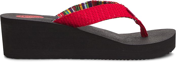 Floopi High Heel Wedge Sandals for Women-Comfort Yoga Mat Footbed for Support, Flip Flop Thong Platforms for Summer