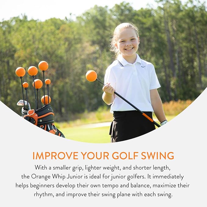Orange Whip Golf Swing Trainer Aid Patented & Made in USA for Improved Rhythm, Flexibility, Balance, Tempo, and Strength *American Made*