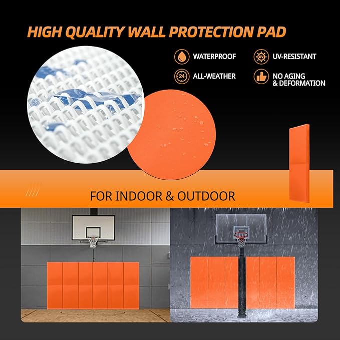 PROGOAL Gym Wall Paddings Basketball Court Wall Protection Pad - 2”Thick Foam Wall Mat Durable Protector for Wall-Mounted Basketball Hoops Garage Taekwondo（60" Lx20 W）