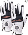 Copper Infused Golf Glove for Men – White/Black – 2 Pack – Compression Fit, Arthritis Relief, Non-Slip Grip – USGA Approved