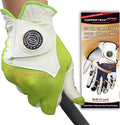 Copper Infused Womens Golf Glove White/Lime – Compression Fit, Non-Slip Silicon Grip, Arthritis Relief, Muscle Support, USGA Approved