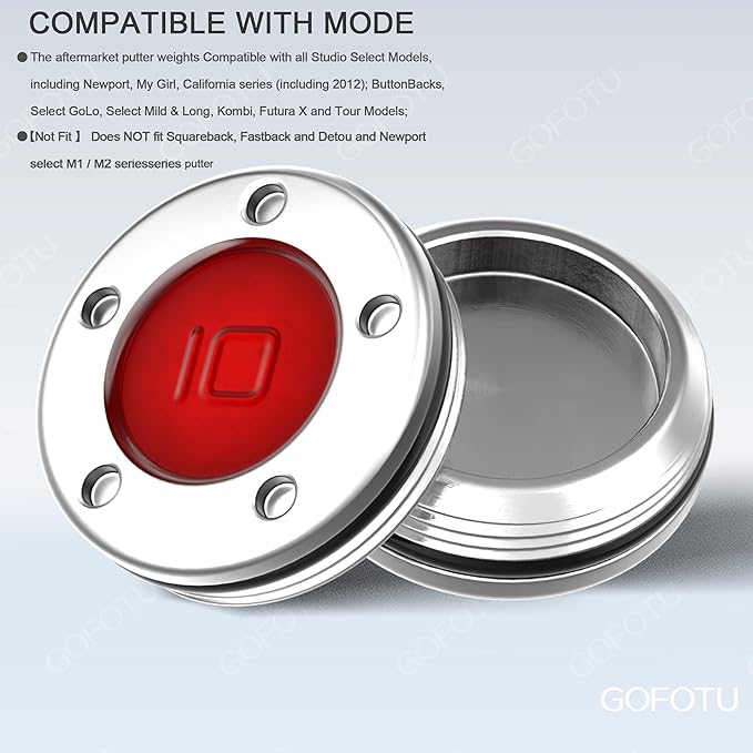 2pcs 5g/10g/15g/20g/25g/30g/35g/40g/45g Golf Custom Weights Compatible with Titleist Scotty Cameron Golf Club Putters Newport Red (2PCS10g(Doesn't include Wrench))
