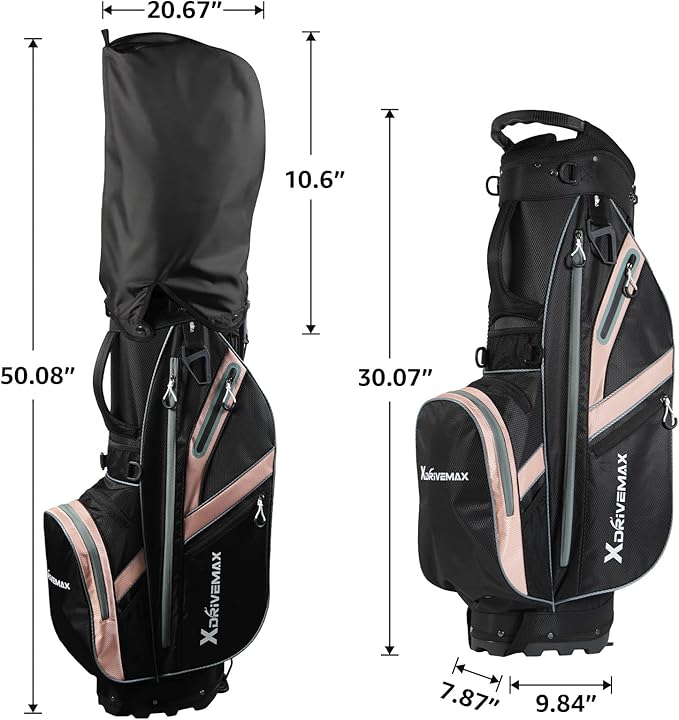 Golf Stand Bag, Lightweight Golf Bag with 8-Way Top Dividers, Golf Bag for Men & Women with Adjustable Dual Strap, Rain Cover, Cooler and Golf Accessory Kit