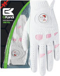 Women Golf Gloves Premium Leather with Magnetic Ball Marker Left Right Hand 1 Pack, Extra Grip for Ladies Comfortable Durable Size Small Medium Large