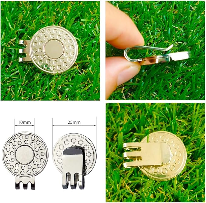 Golf Ball Markers with Hat Clips Value Sets for Men Women Golfer, Removable Attaches Easily to Golf Cap Premium Gifts (Mixed 4 Ball Markers)