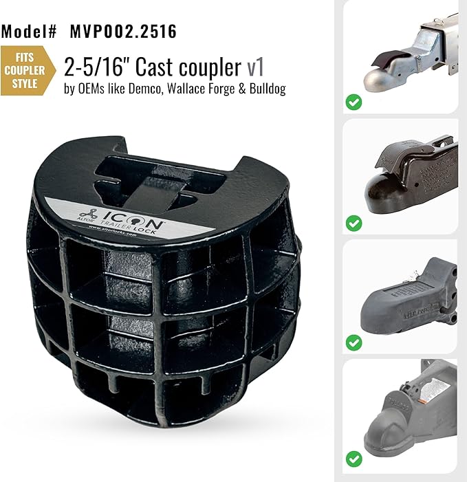 ICON Trailer Lock for 2-5/16 inch couplers | Secures high Value Utility Trailers/Travel Trailers/RV/Boat/Toy Haulers