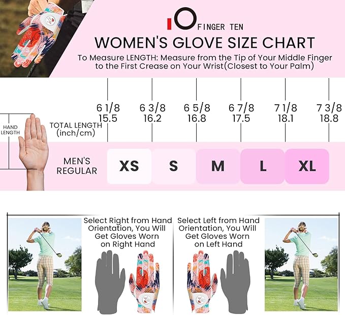 Golf Gloves Women with Ball Marker 2 Pack, Right Handed Golfer Left Hand, Ladies Breathable Soft All Weather Grip Glove Fit Size Small Medium Large XL