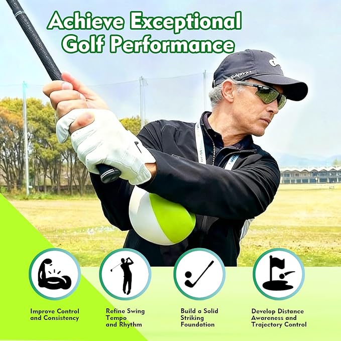 Compression Golf Swing Trainer Ball – Master Forearm Connection & Impact Position | Fix Chicken Wing Slicing & Scooping | Enhance Tempo, Lag & Pure Ball Striking | Soft Memory Foam Golf Training Tool