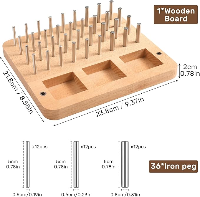 Wooden Peg board for Occupational Therapy with 3 Sizes of Pegs and Holes, Wood Pegboard for Finger Dexterity, Hands Therapy Peg Board to Improve Finger Motor Skills and Hand-Eye Coordination, 36 Holes