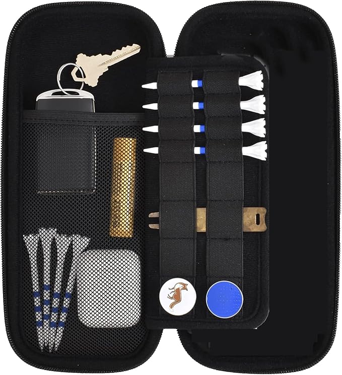 Platypus Golf Co. Golfing Caddie Hard Travel Case Golf Accessories Organizer - Mesh Pocket & Storage Slots for Phone, Tees, Divot Tools & Ball Markers - Golfers Cases for Men & Women in Olive Green