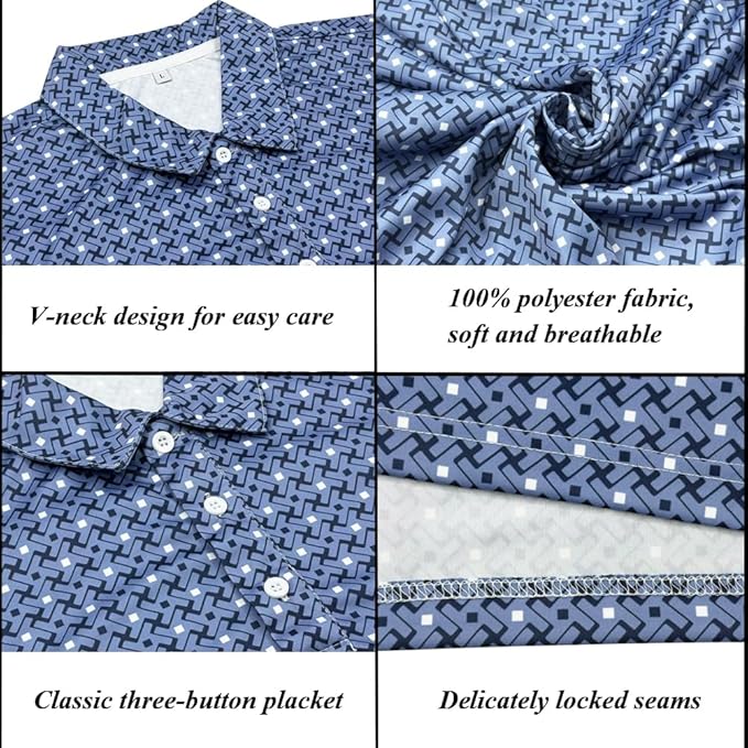 Men's Long Sleeve Golf Shirt Quick Dry 3 Button Work Fishing Outdoor Casual Collar Shirt