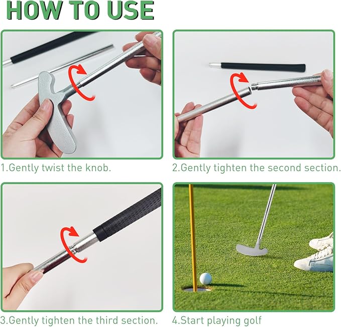 QPPKI Golf Putter - 33" Two-Way Putter for Left/Right Hand, with Practice Balls, Golf Combo Set for Men's Women's Kids, Indoor Outdoor Use
