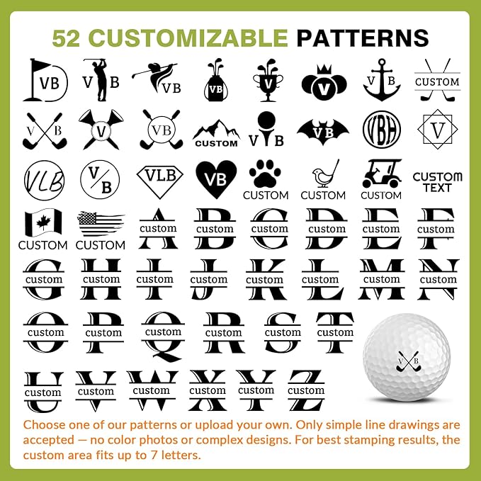 Custom Golf Ball Stamp with Ink & Storage Tin - Personalized Text/Logo Waterproof Reusable Golf Ball Marker Set, for Men, Dad, Husband, Father's Day, Christmas, Retirement Gifts for Golf Lovers