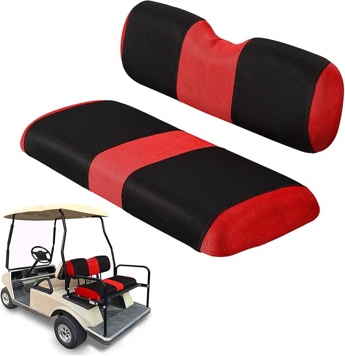 Universal Golf Cart Rear Seat Cover Dress Up for Older Golf Carts - Durable, Breathable Material, Fits Like a Glove for EZGO, Club Car and Yamaha, Easy to Install, Red