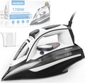 Steam Iron for Clothes 20s Fast Heat-up,1700W Iron with 14.07oz Large Water Tank,Non-Stick Ceramic Soleplate, Anti-Drip, Auto-Off, Burst Steam, Self-Cleaning, Ironing Clothes for Home, Grey