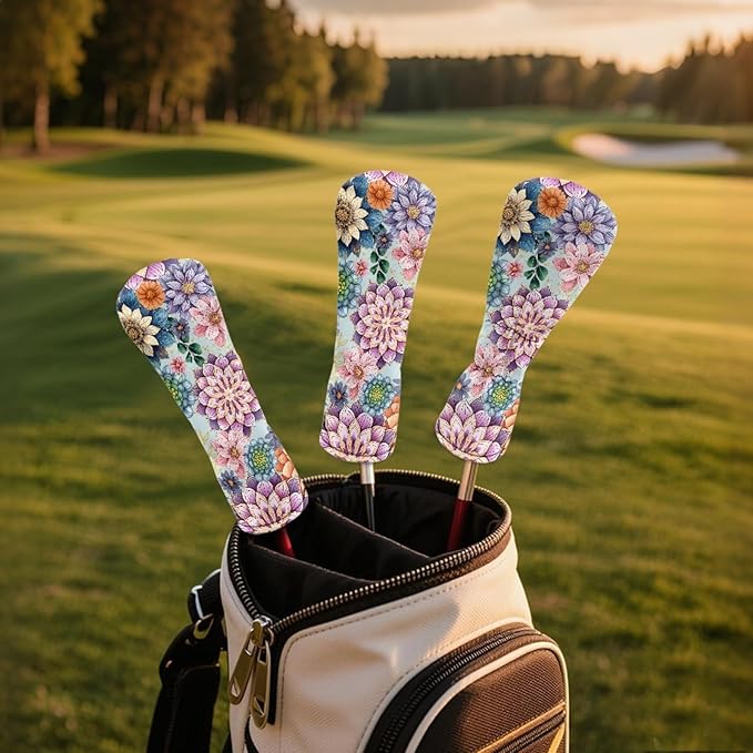 Golf Club Head Covers for Club Protective, Waterproof PU Leather Driver Fairway Wood Hybrid Head Cover