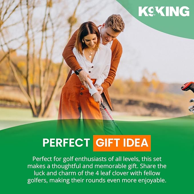 K9King Lucky 4 Leaf Clover Golf Ball Marker and Magnetic Golf Hat Clip | Putting Green Golf Accessories for Men and Women | Unique Shamrock Golf Balls Marker Gift | Ideal Gift Ideas