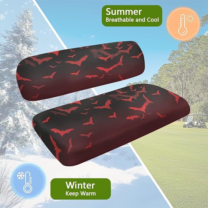 Golf Cart Seat Covers, Universal Fit & Nonskid Bottom Fits for Club Car 2 Person Seats Golf Carts