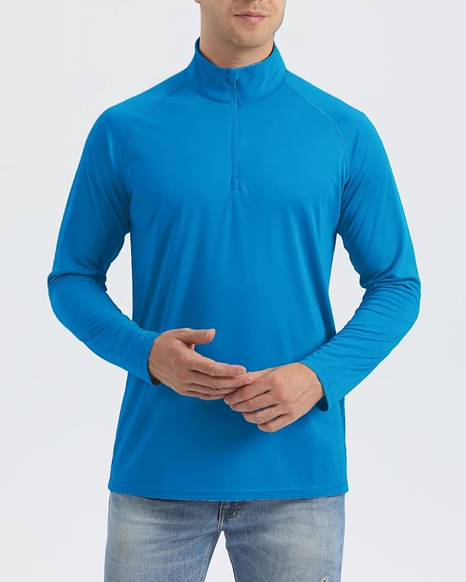 Boladeci Men's UPF 50+ Sun Shirts 1/4 Zip Long Sleeve SPF UV Protection Lightweight Quick Dry Quarter Zip Golf Shirts