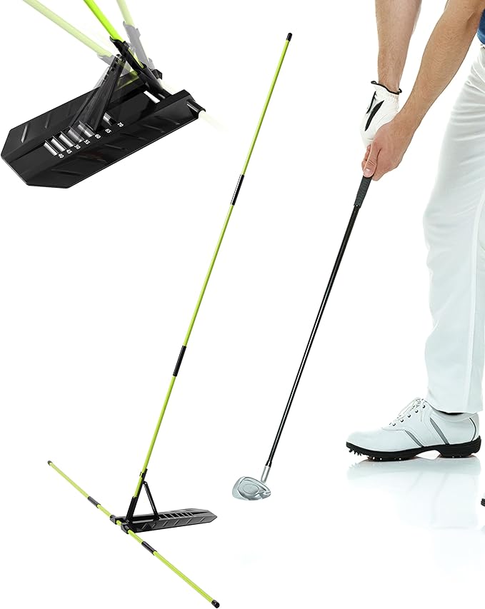 Golf Swing Training Aid, Golf Alignment Stick with Angle Plate/Holder Sets, Posture Corrector Golf Trainging Aid, Swing Plane Trainer for Aiming, Putting, Swing/Golf Practice Tools