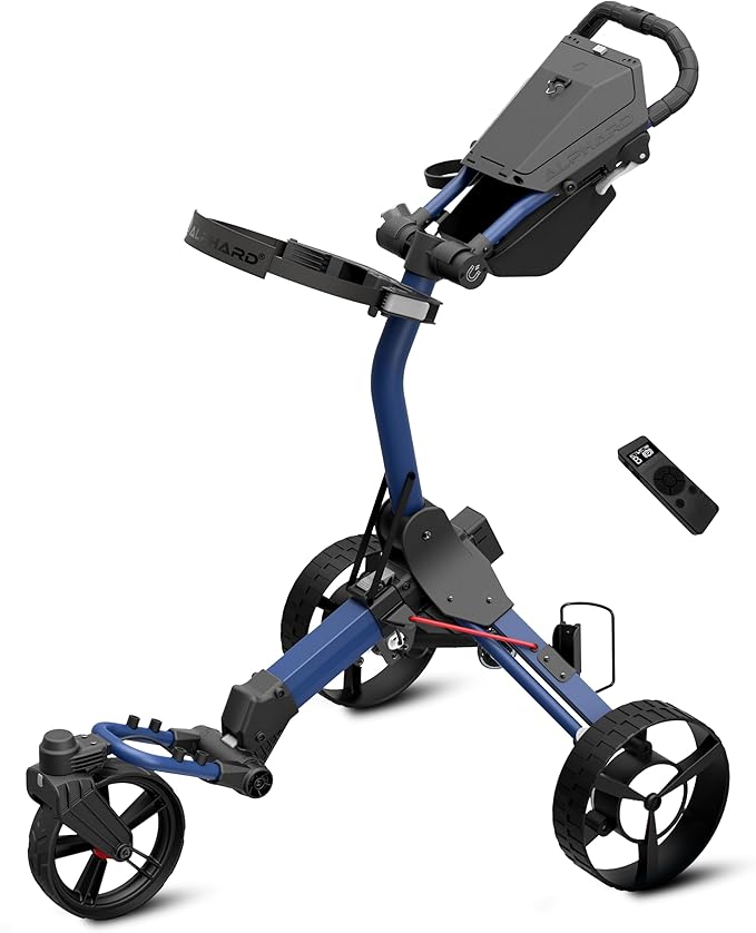 Alphard Electric Golf Cart with Remote - Cybercart Electric Golf Caddy, Motorized Golf Caddy w Accessories - Cup Holder, Umbrella Holder, Anti-tip Wheels, Phone Holder, Magnetic pad - Compact Folding