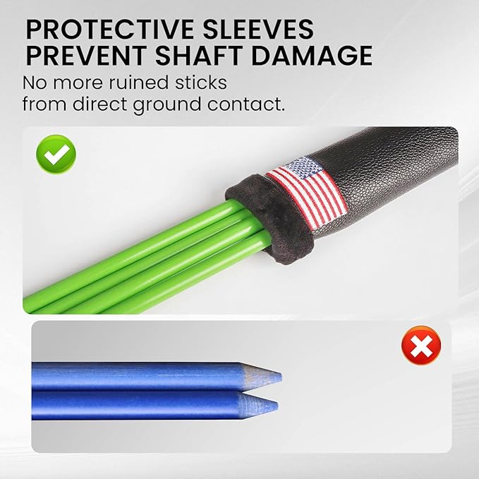 Golf Alignment Sticks 43 Inches Value 5-Pack with Premium Cover, Training Rods Essential Aiming Stick for Perfect Swing & Accurate Aiming & Effective Practice Guide