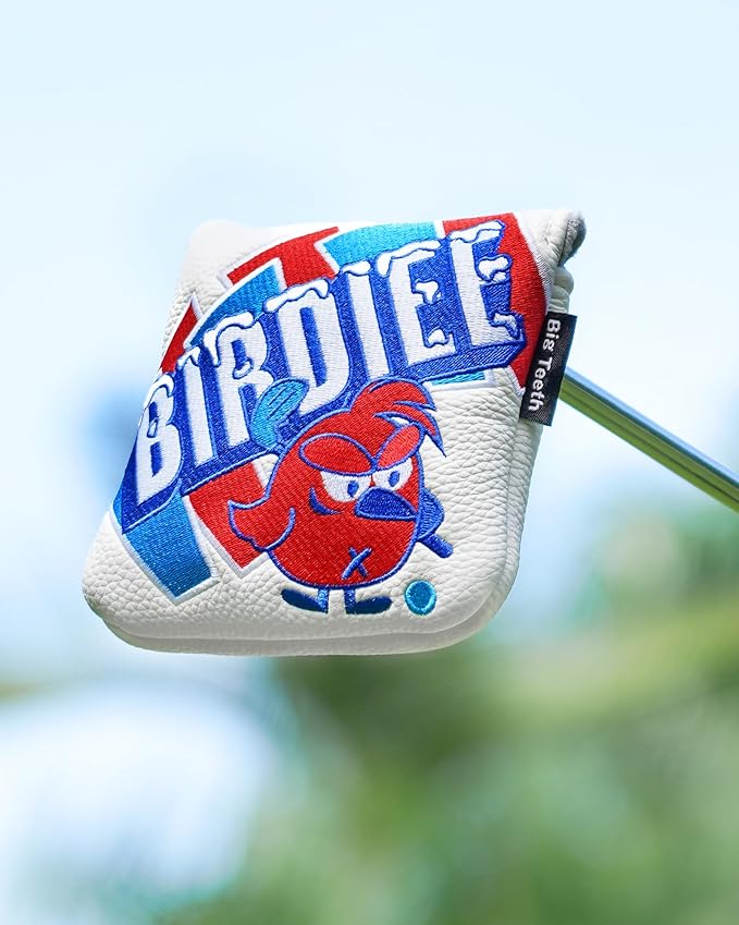 Big Teeth Driver Headcover Ice & Birdiee, Driver Covers for Golf Clubs, Funny Birdie Putter Cover,Milk Shake Ice Cream Mallet Putter Cover,Blue and Red Color