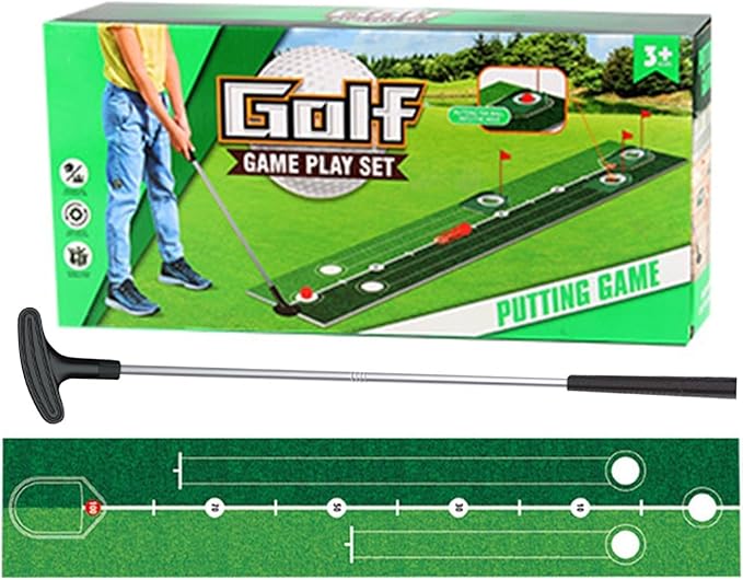 Golf Putting Green - Indoor Games Practice Equipment Golfing Accessories for Children Girls Backyard Yard Beach Camping Birthday, Kids Golf Training Set with Practice Pad