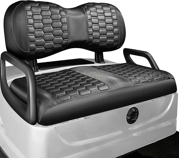 NOKINS Golf Cart Seat Covers, Fit for YAMAHA/G29/Drive2 OEM Standard Front Seat Cushion, Yamaha Accessories Vinyl Seat Covers, No Nails Required(Carbon Fibre Black and Black)