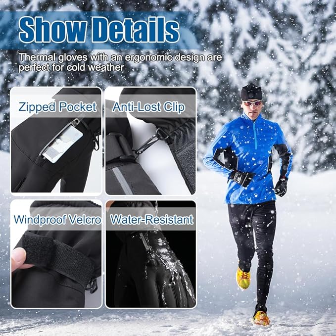 Winter Gloves for Men Women -30℉ Cold Weather Gloves Warm Waterproof Gloves Skiing Snow Glove for Outdoor Work,Windproof Thermal Gloves For for Running Driving Hiking