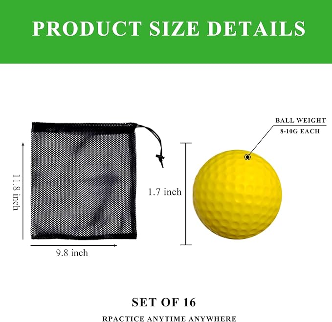 Foam Golf Practice Balls 16 or 54 Pack Soft Limited Flight Golf Balls, Perfect for Indoor and Backyard Swing Practice!…