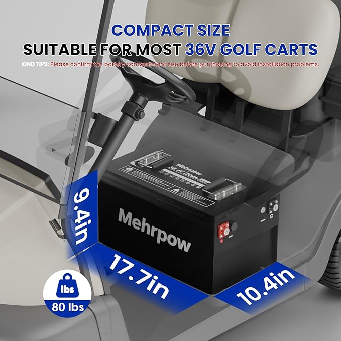 36V lithium golf cart battery, 36v golf cart battery, professional metal casing, 43.8V 25A Fast charger, Bluetooth Mobile APP,LCD display, 200ABMS,Max 7.68kW Power Output,Perfect for golf carts
