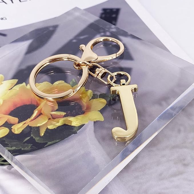 LAXPICOL Gold Letter A-Z Keychain for Women Bag Charms Purse Charms For Handbags Metal Alphabet Initial Letter Keychain