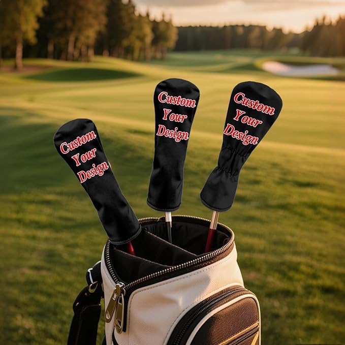 Golf Club Head Covers for Club Protective, Waterproof PU Leather Driver Fairway Wood Hybrid Head Cover