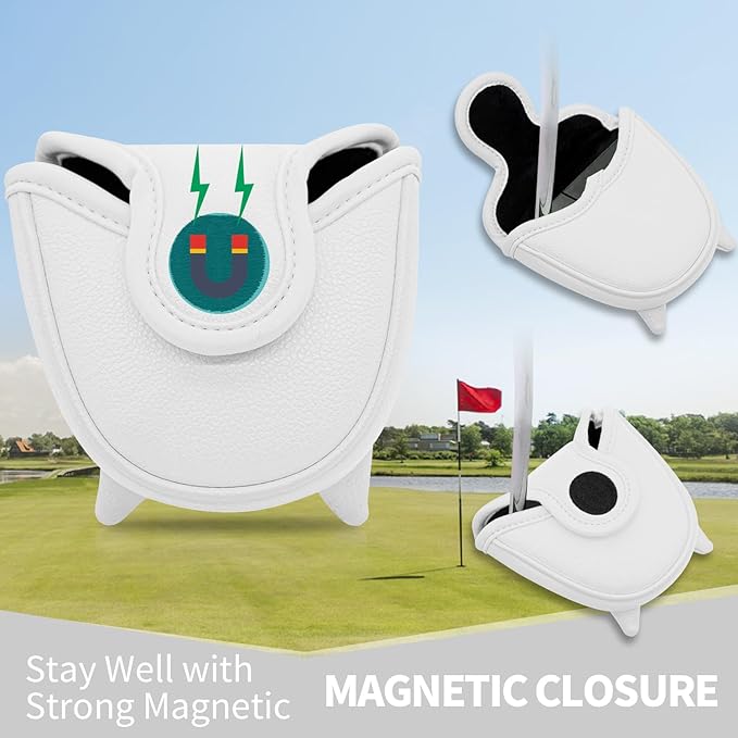 Golf Kitty Head Cover Golf Club White Leather Headcovers 1pc/4pcs Set Fits Driver Fairway Wood Hybrid Utility Putter Iron Wedge Headcover.