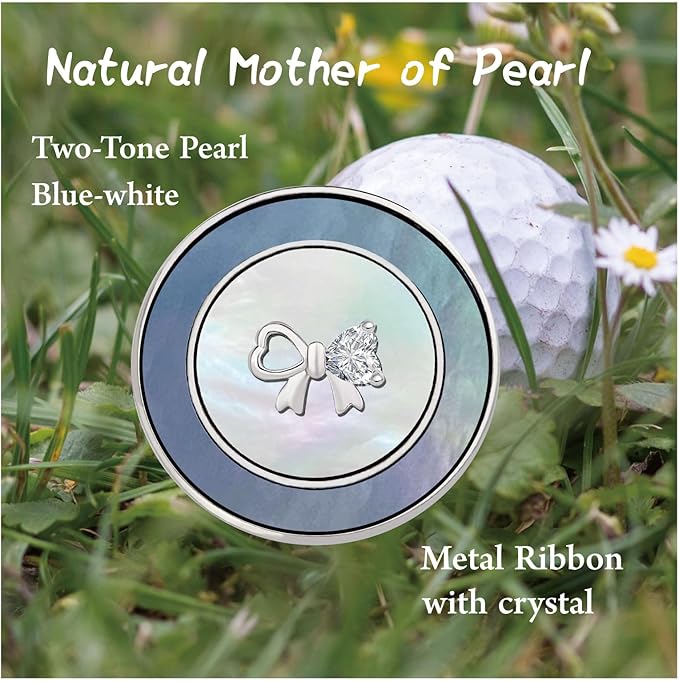Golf Ball Marker Hat Clip with Pearl Ball Marker, Golf Gifts, Golf Accessories, Golf Ball Markers for Women