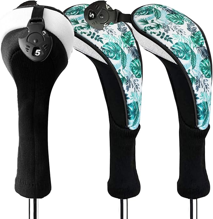 FINGER TEN Golf Club Head Covers Woods Hybrids 1/2/3/4 Pack, Headcovers Men Women 3 5 7 X with Interchangeable Number Tag, Fit All Wood Hybrid Clubs