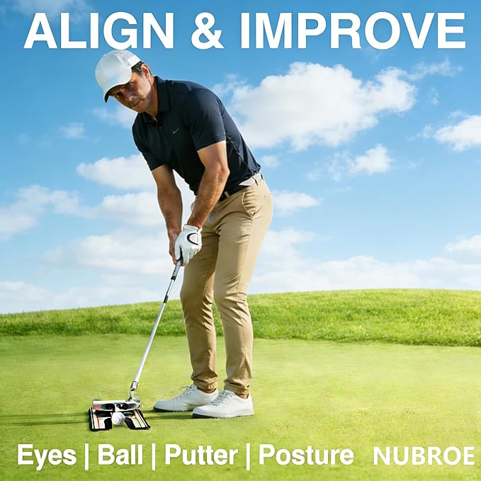 Golf Putting Mirror - Alignment Training Aid with Laser-Engraved Lines for Eye, Ball & Putter Alignment, Portable Putting Practice Tool for Indoor/Outdoor Use | Fit for All Golfers