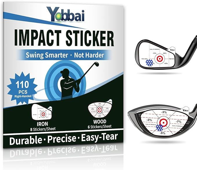 Golf Impact Tape - High-Resolution Strike Stickers for Iron, Wood & Fairway Clubs, Non-Residue, Swing Training Aid Impact Labels